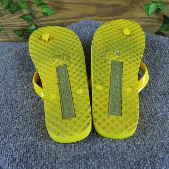 Michael Kors Women's Flip Flop Yellow Synthetic Sz 8 Medium Gently Used 2025 - Picture 5 of 6